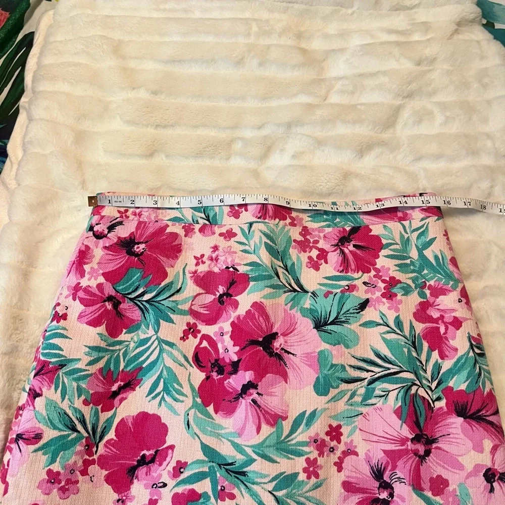 J. Crew 6 Tropical Preppy Office Teacher City Spring Summer Pink Green Skirt